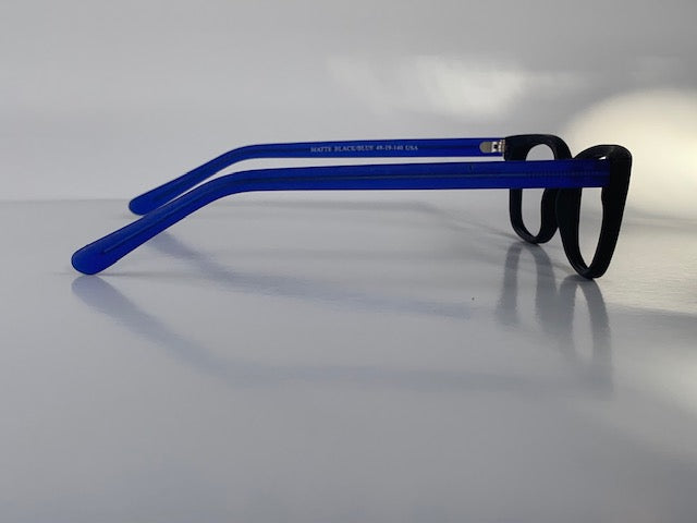 Dina in Midnight Acetate With Blue Temples:  women’s Eyewear fits narrow faces