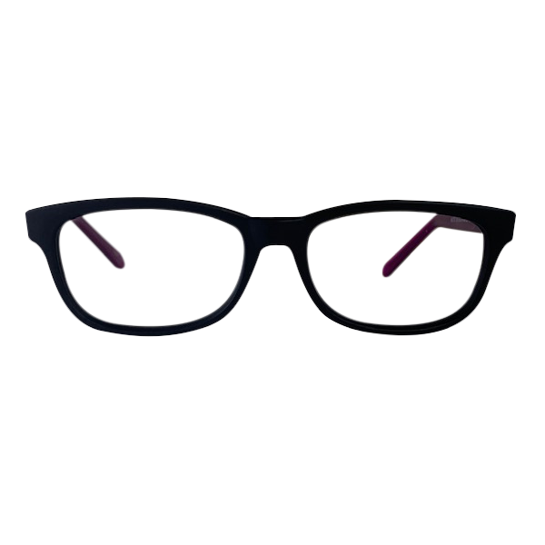 Dina in Midnight Acetate With Red Temples:  women’s Eyewear fits narrow faces