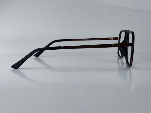 Benjamin In Midnight Acetate With Metal Temples: Men's Square Fits Medium To Wide Faces