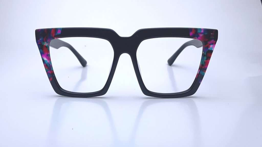 Rebecca In Black With Purple Sea Sediment:: Women's Modified Square Fits Medium To Wide Faces (jill)