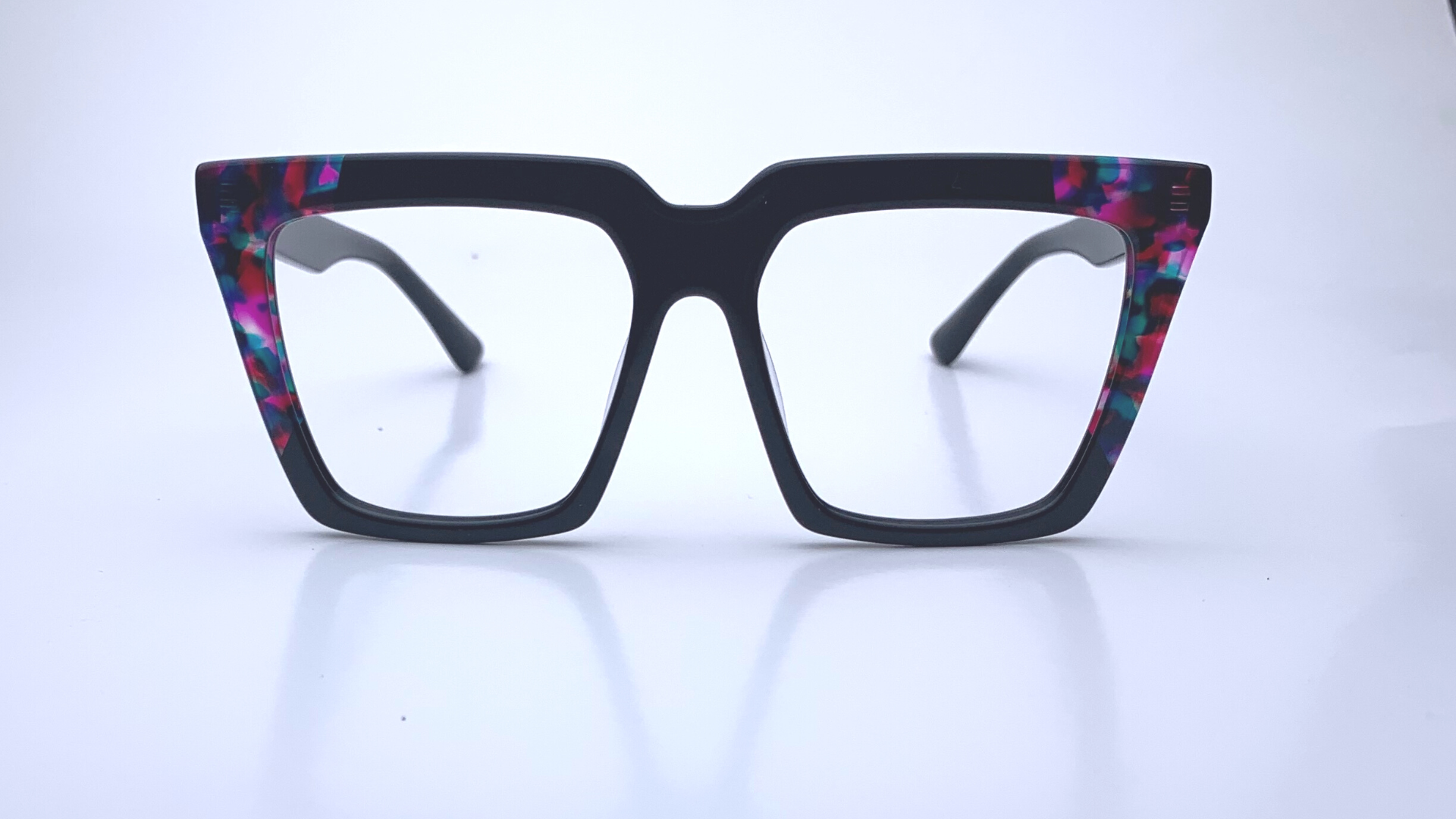 Rebecca In Black With Purple Sea Sediment:: Women's Modified Square Fits Medium To Wide Faces (jill)