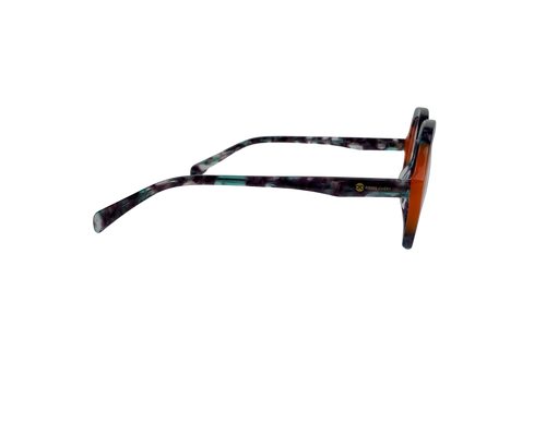 Abigail In Blue Stone Tortoise With Red:  Women's Modified Oval/Fits Medium To Wide Faces